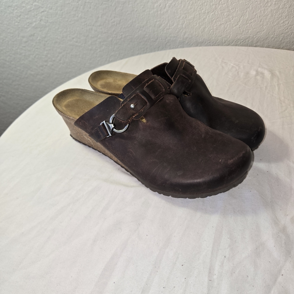 Papillio By Birkenstock Chocolate Leather Clogs with Buckle